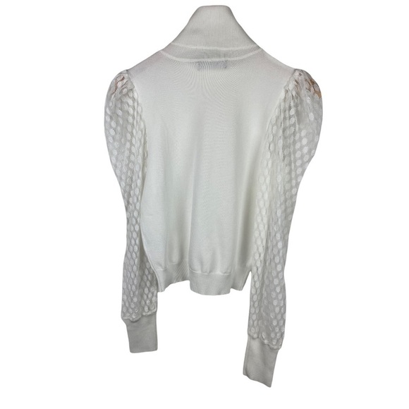 Love Tree White Turtleneck w/puff Lace Sleeves - Picture 2 of 5